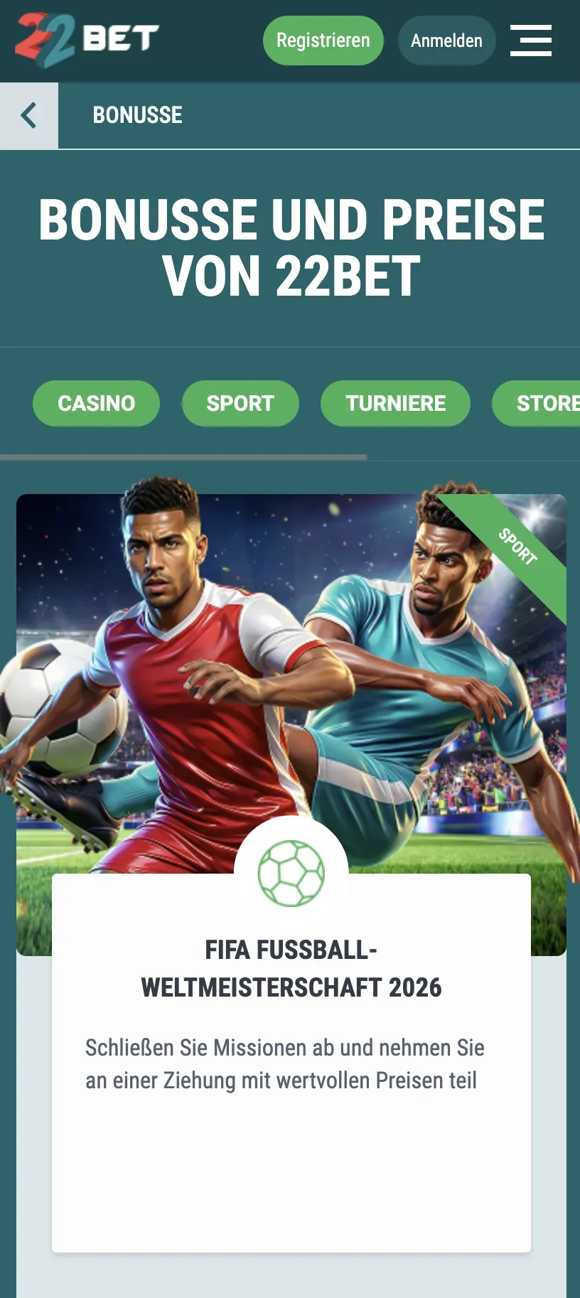 App-Ansicht 1 – 22Bet