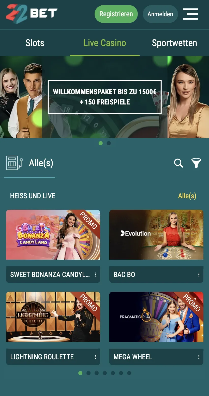 App-Ansicht 2 – 22Bet