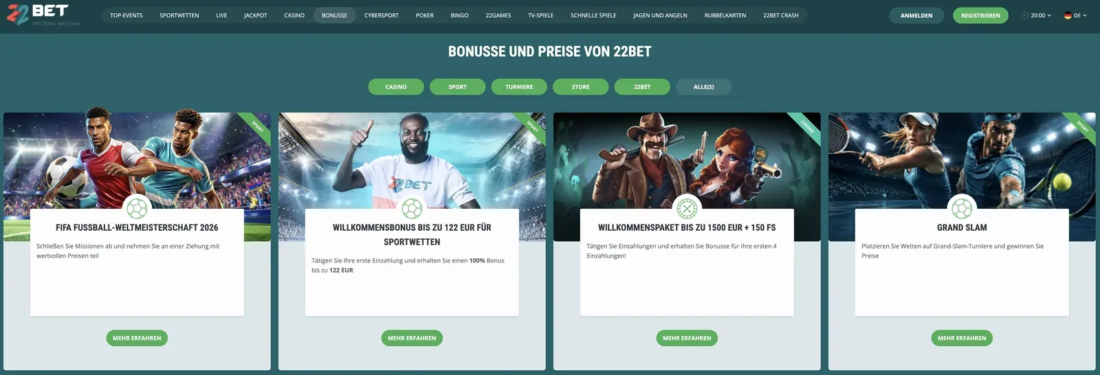 Bonusbereich – 22Bet