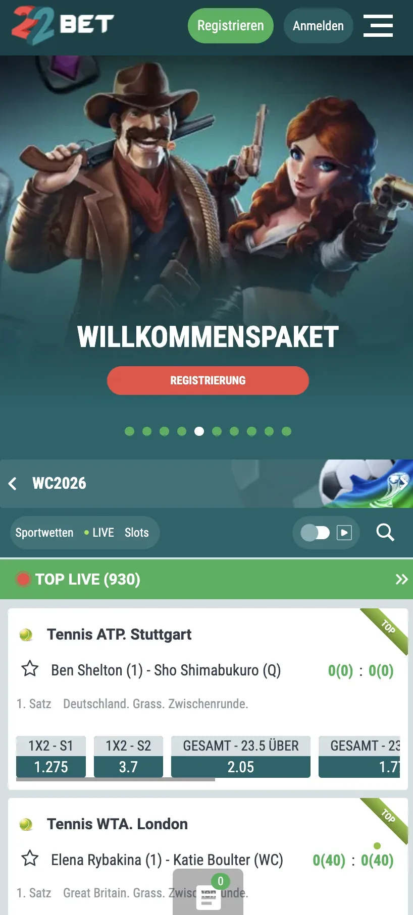 Konto-Verwaltung – 22Bet