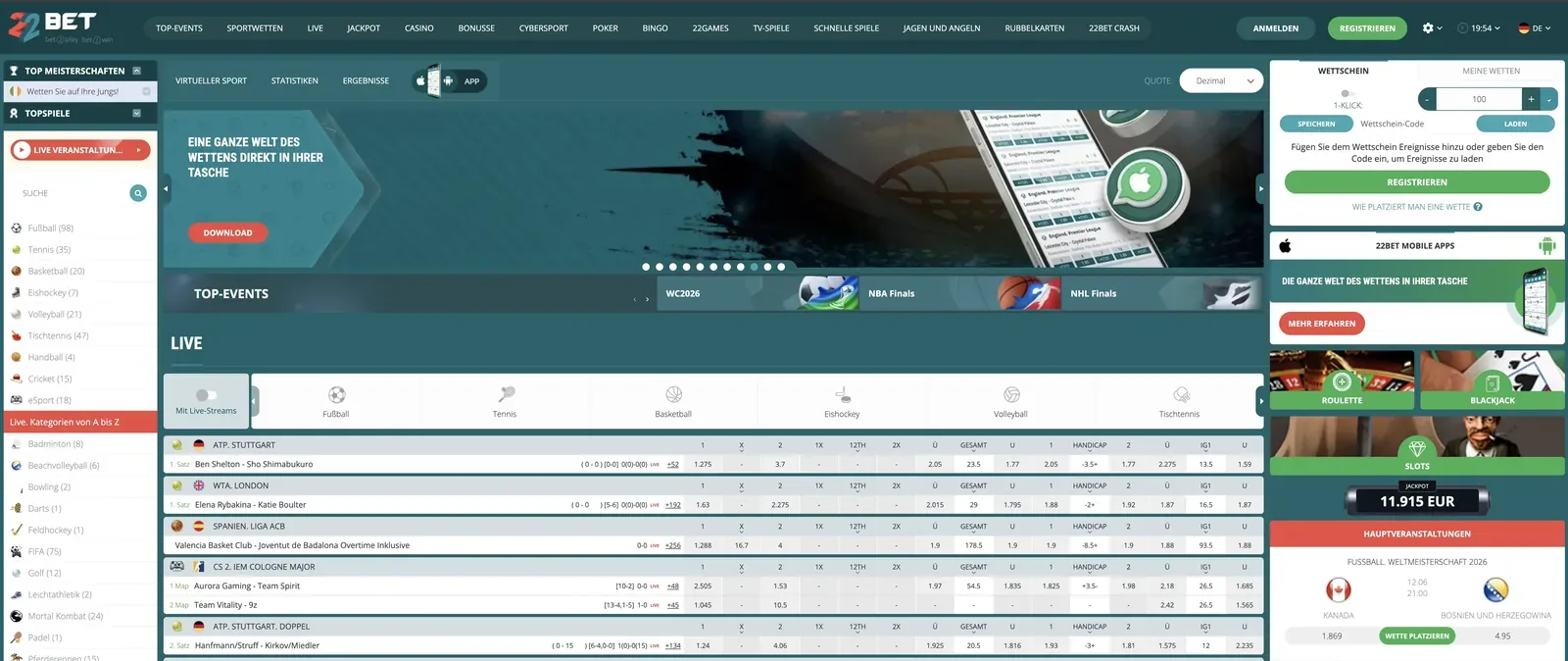 Kassenbereich – 22Bet
